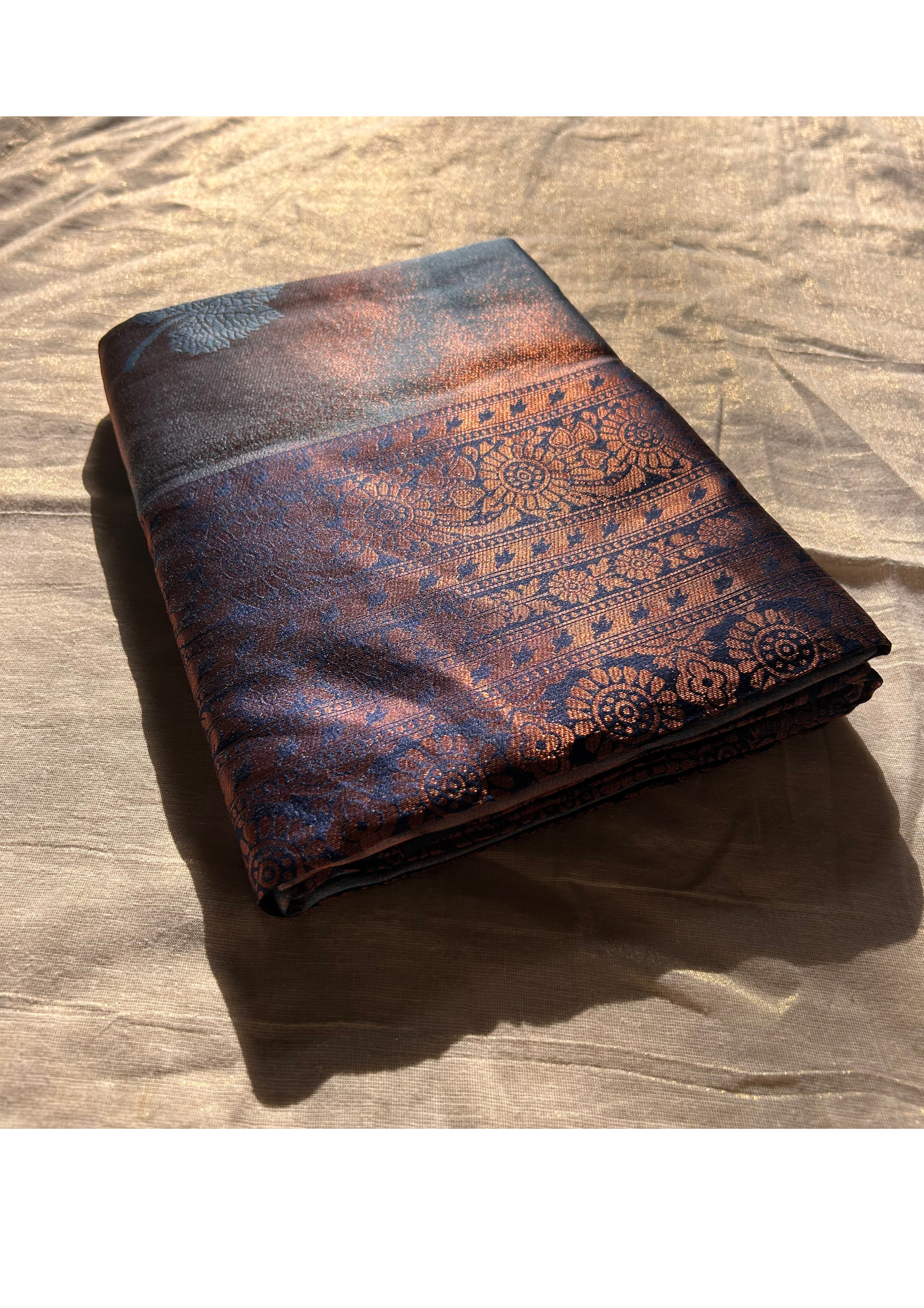 Kanjivaram Design Soft Silk Saree with Contrast Border – Royal Blue