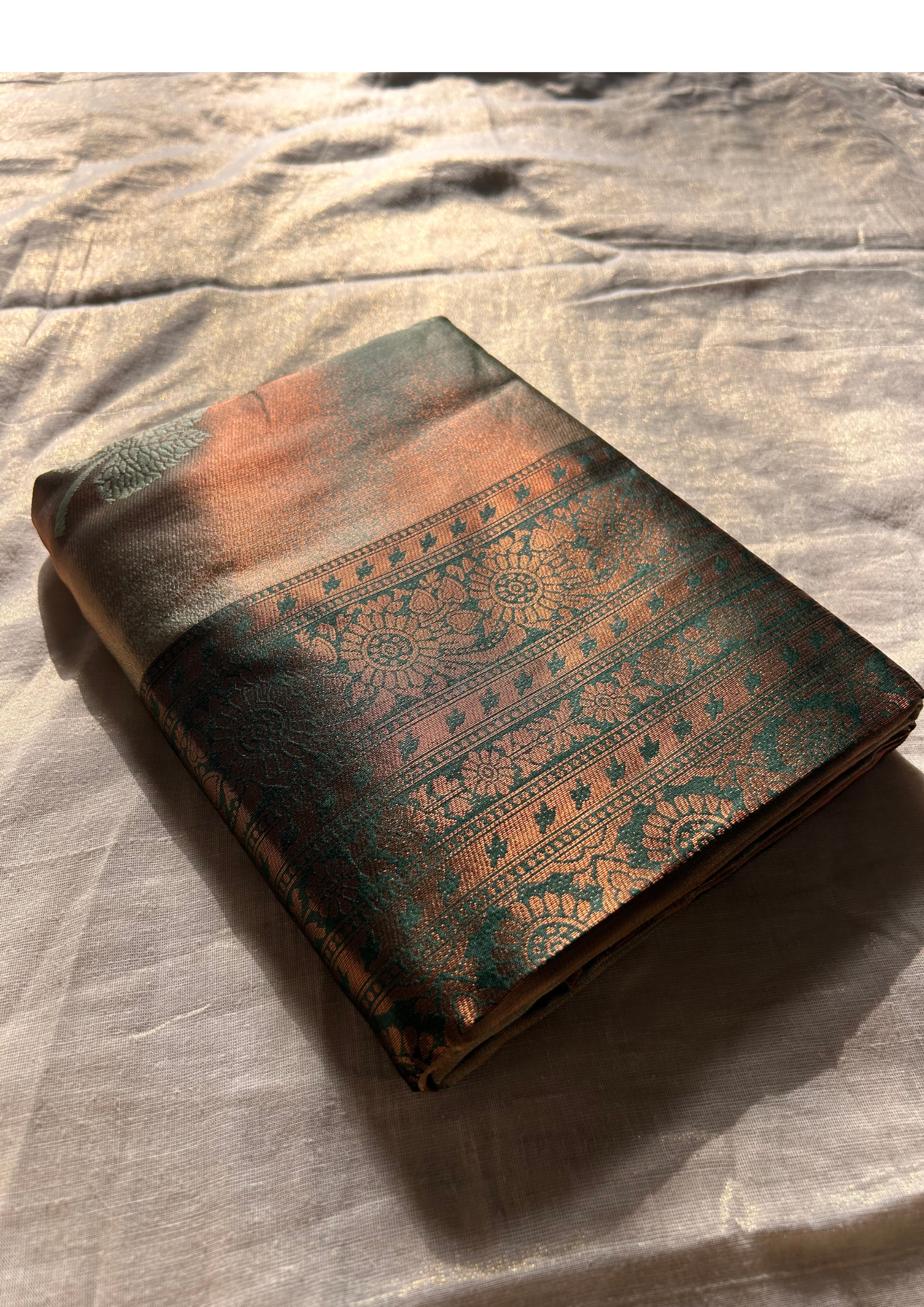 Kanjivaram Design Soft Silk Saree with Contrast Border – Green