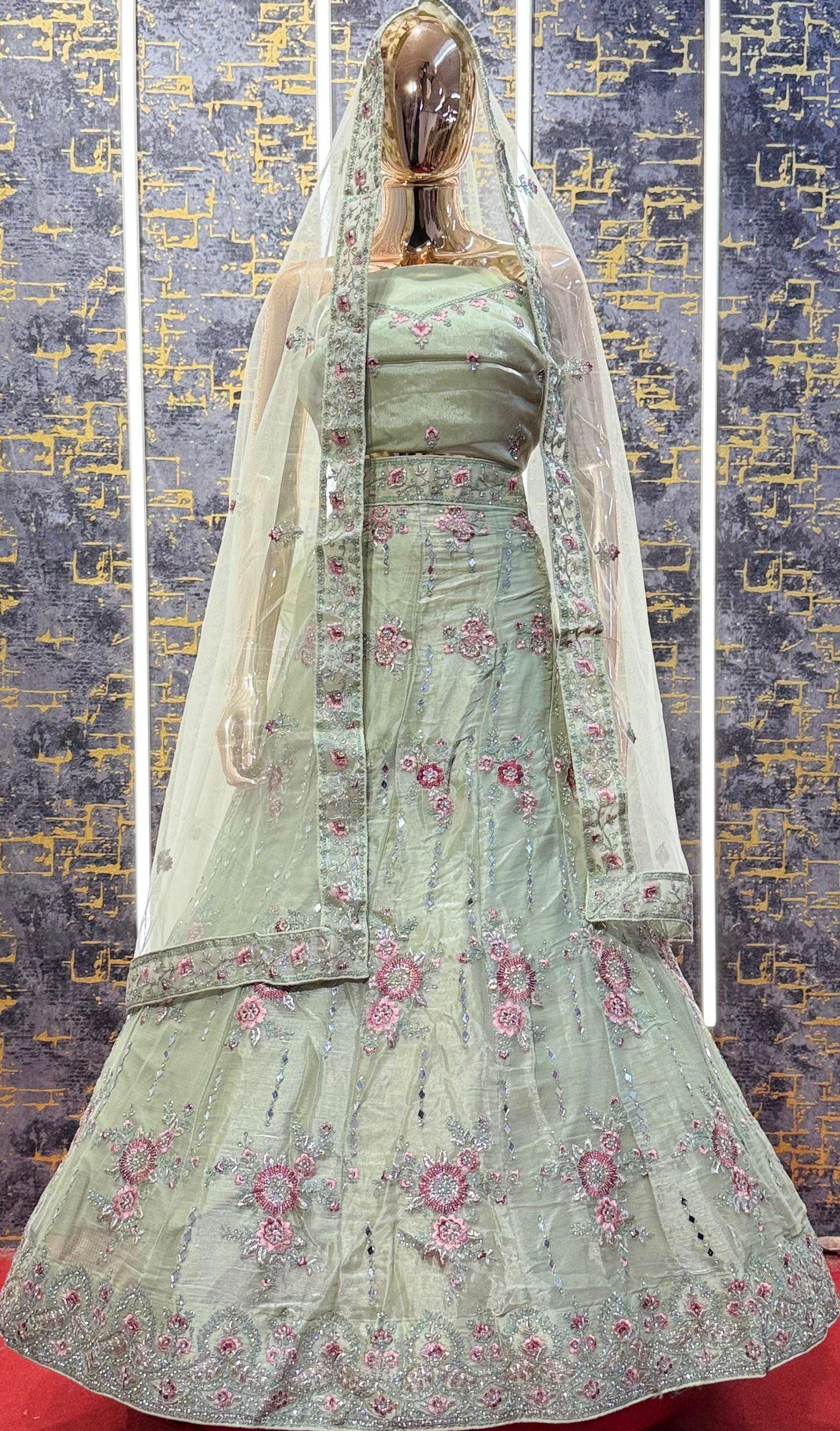 Laurel Green Color Sider's Lehenga - VRSL009