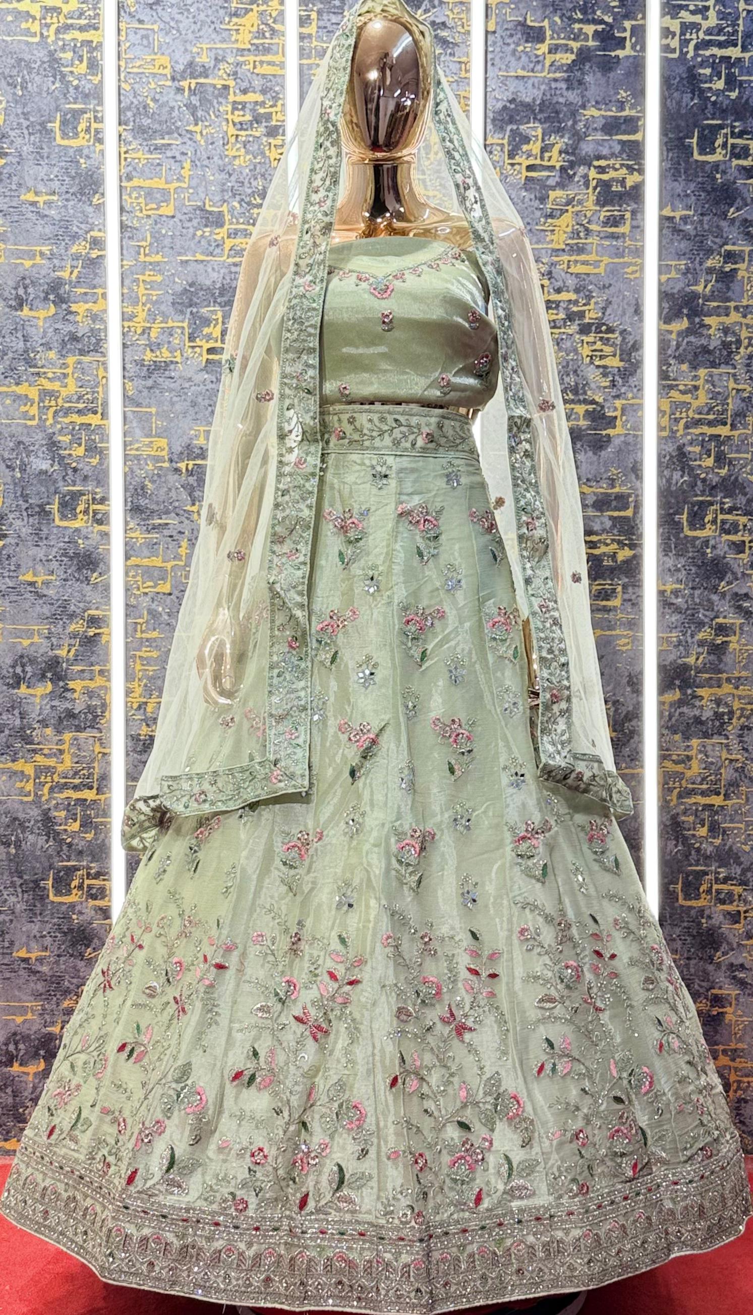 Pastel Green Color Sider's Lehenga- VRSL012