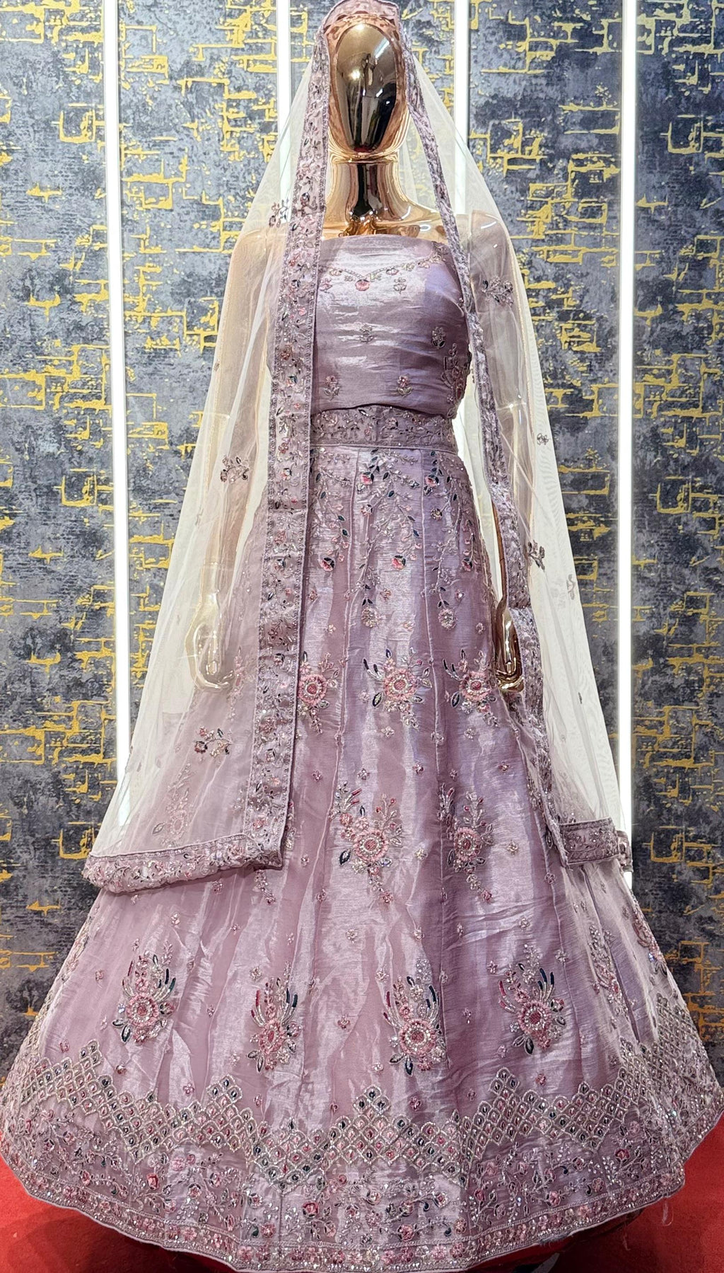 Silver Pink Color Sider's Lehenga - VRSL014