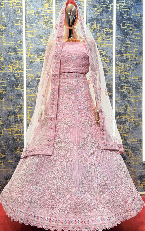 Cameo Pink Colored Sider's Lehenga - VRSL018