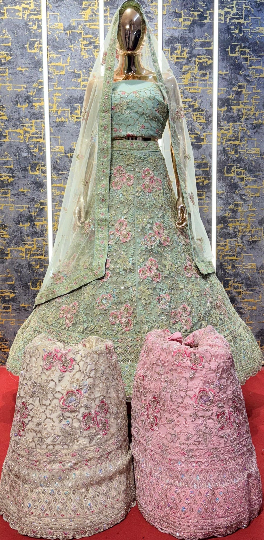 Cambridge Blue Coloured Sider's Lehenga - VRSL019