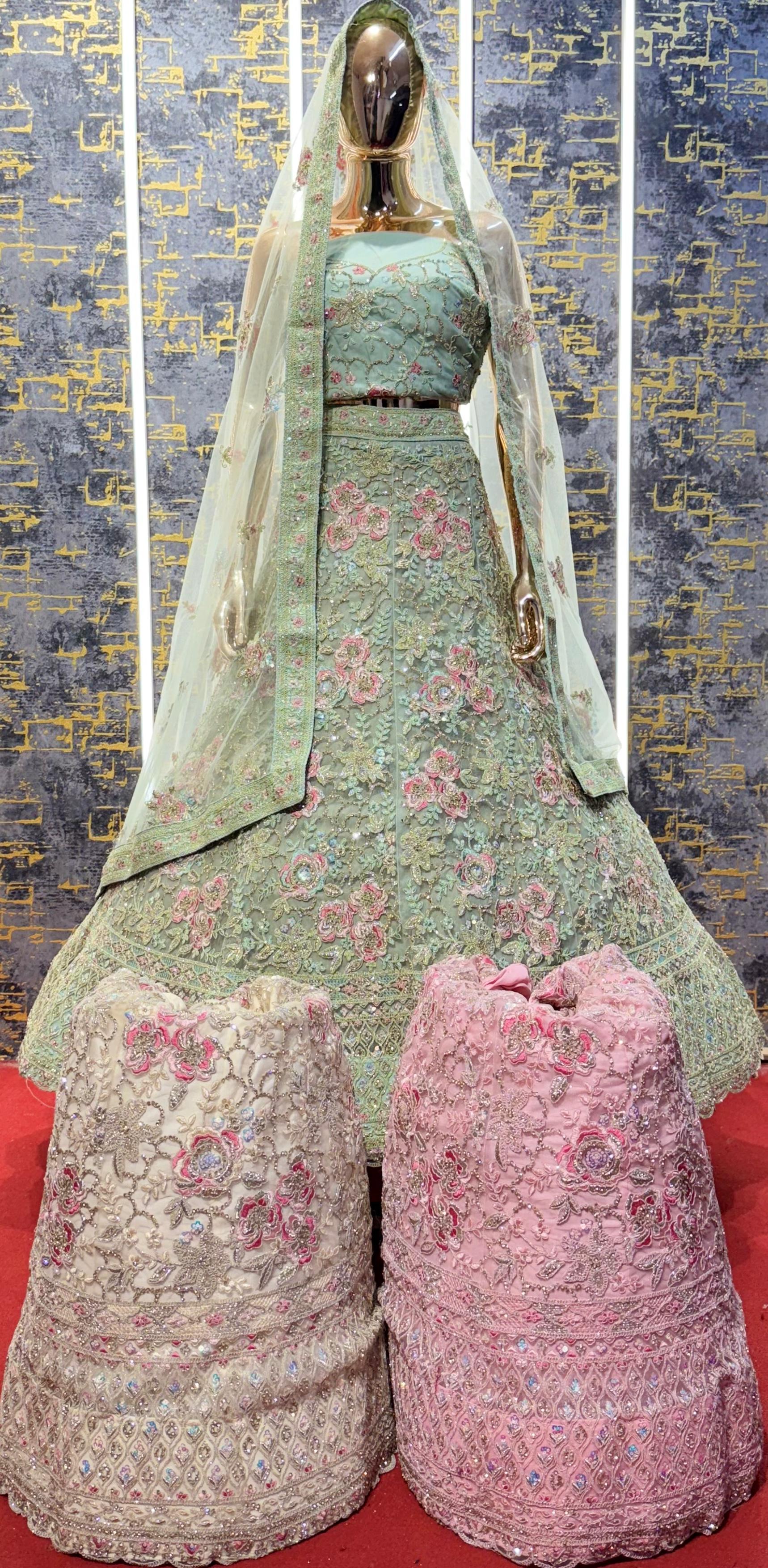 Cambridge Blue Coloured Sider's Lehenga - VRSL019