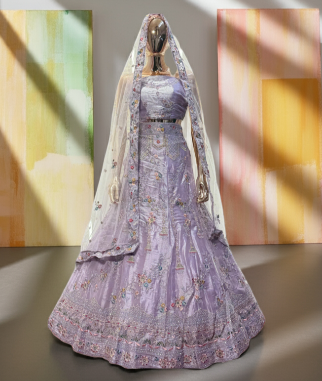 Pastel Purple Color Sider's Lehenga - VRSL007