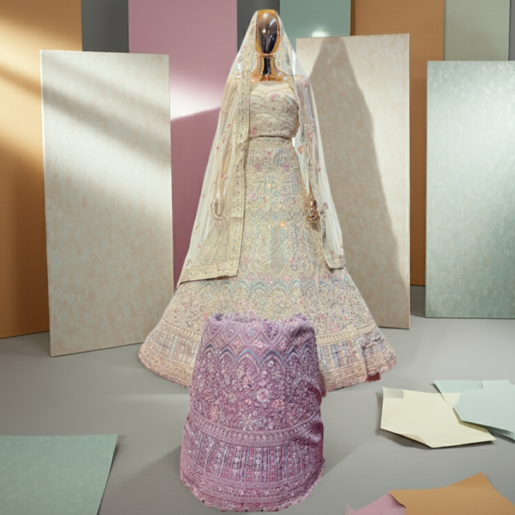 Dark Vanilla Color Sider's Lehenga 2 - VRSL017