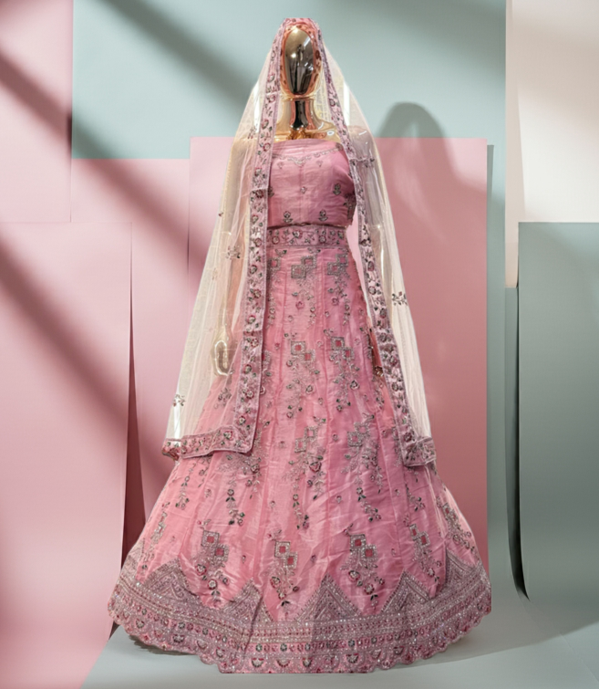 Parrot Pink Sider's Lehenga - VRSL004