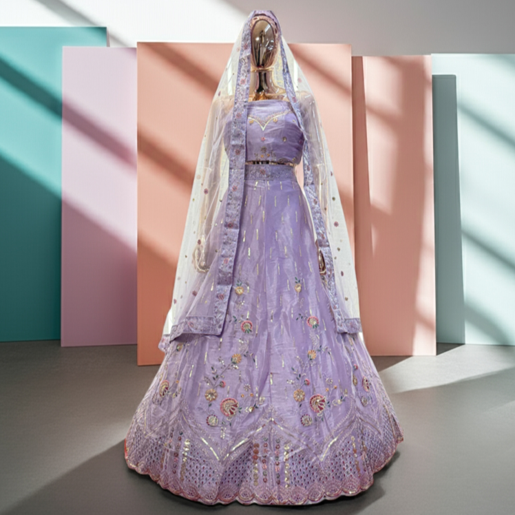 Grossy Grape Color Sidre's Lehenga - VRSL015