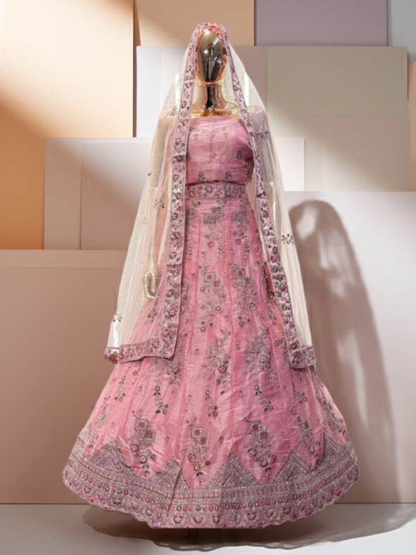 Parrot Pink Sider's Lehenga - VRSL004