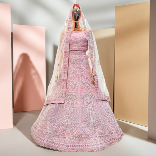 Cameo Pink Colored Sider's Lehenga - VRSL018
